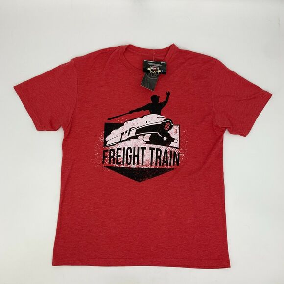 108 Stitches Baseball Freight Train Shirt Men's Size L Poppy Red Tri-Blend New - Picture 2 of 7
